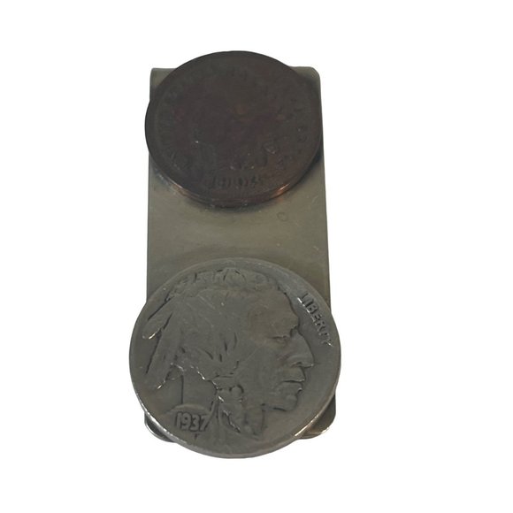 unmarked Other - Indian Head Penny and Nickel Money Clip